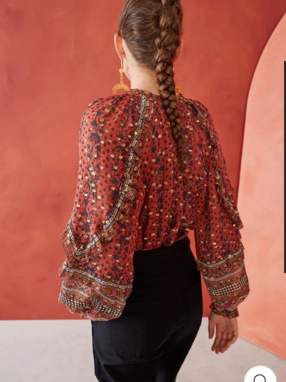 Ulla Johnson Calista blouse in brick red - Picture 3 of 6